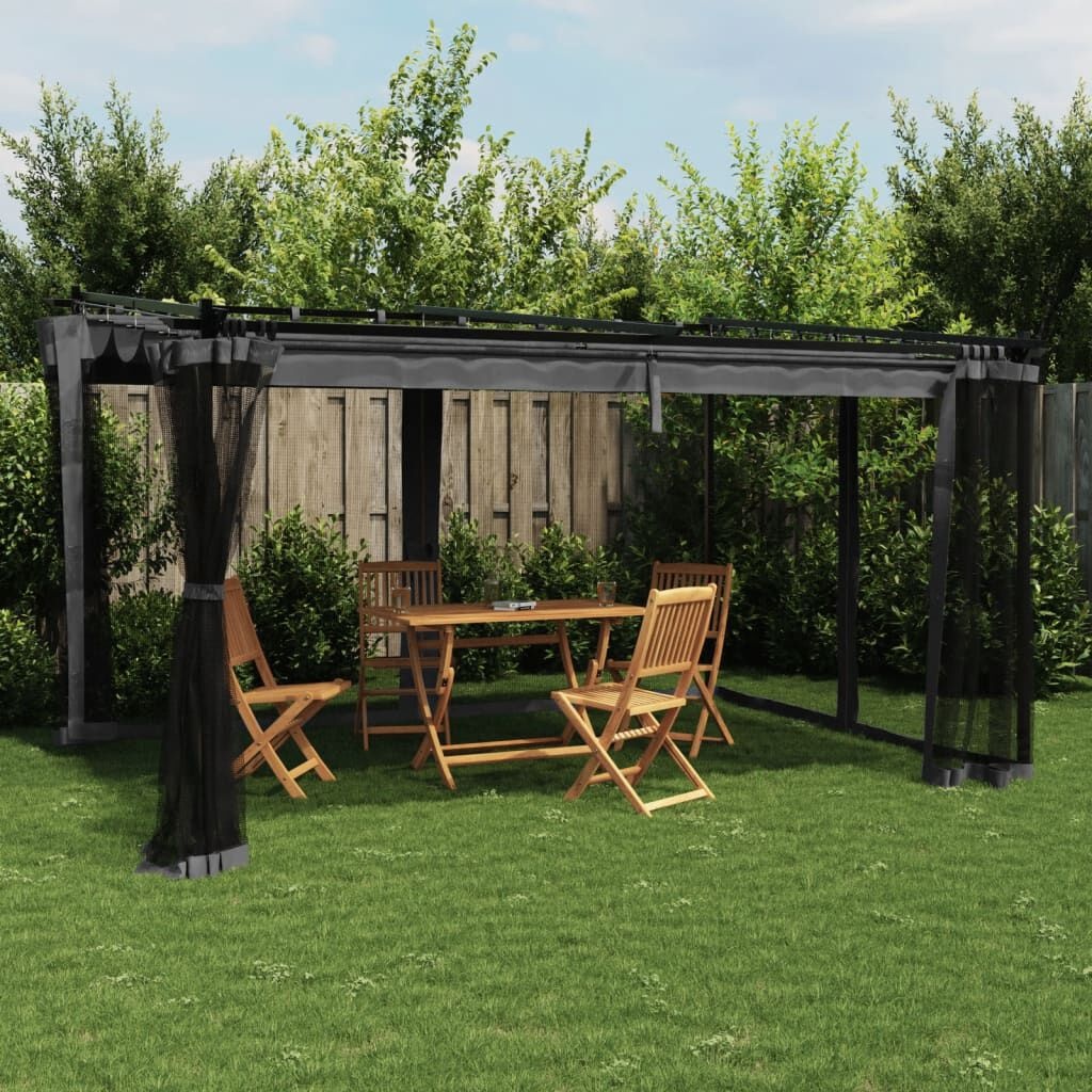 Prieel met Gaaswanden 4x3m Antraciet - 55% Korting!