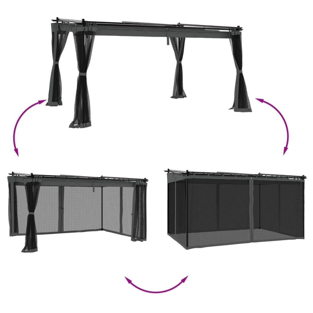 Prieel met Gaaswanden 4x3m Antraciet - 55% Korting!