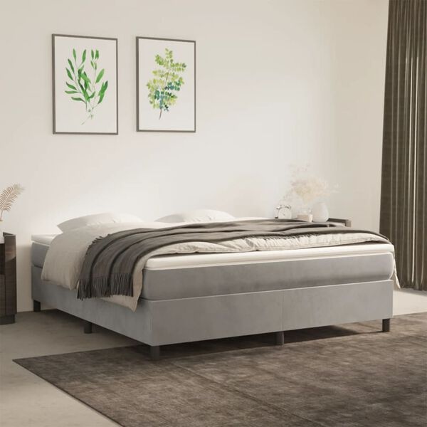 Lichtgrijs Fluwelen Bed 180x200 - 50% Korting! (Gebruikssporen)