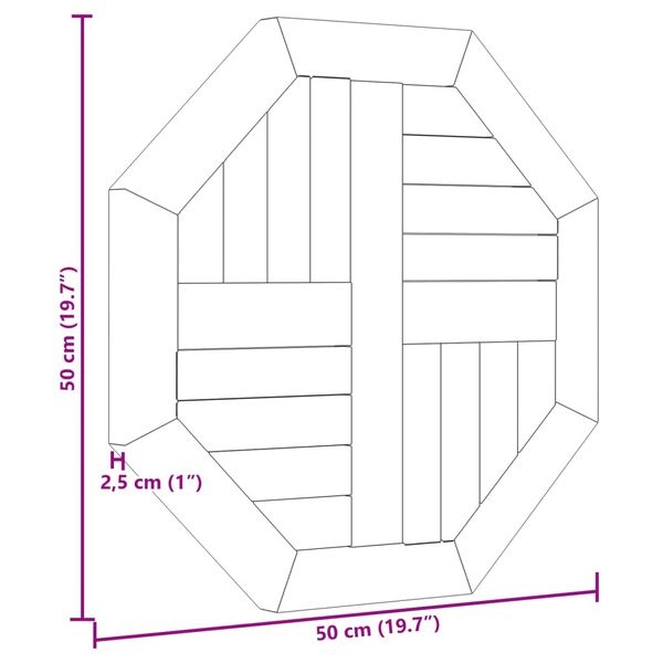 VidaXL Teakhouten Tafelblad 50x50cm - Achthoekig - 35% Korting!