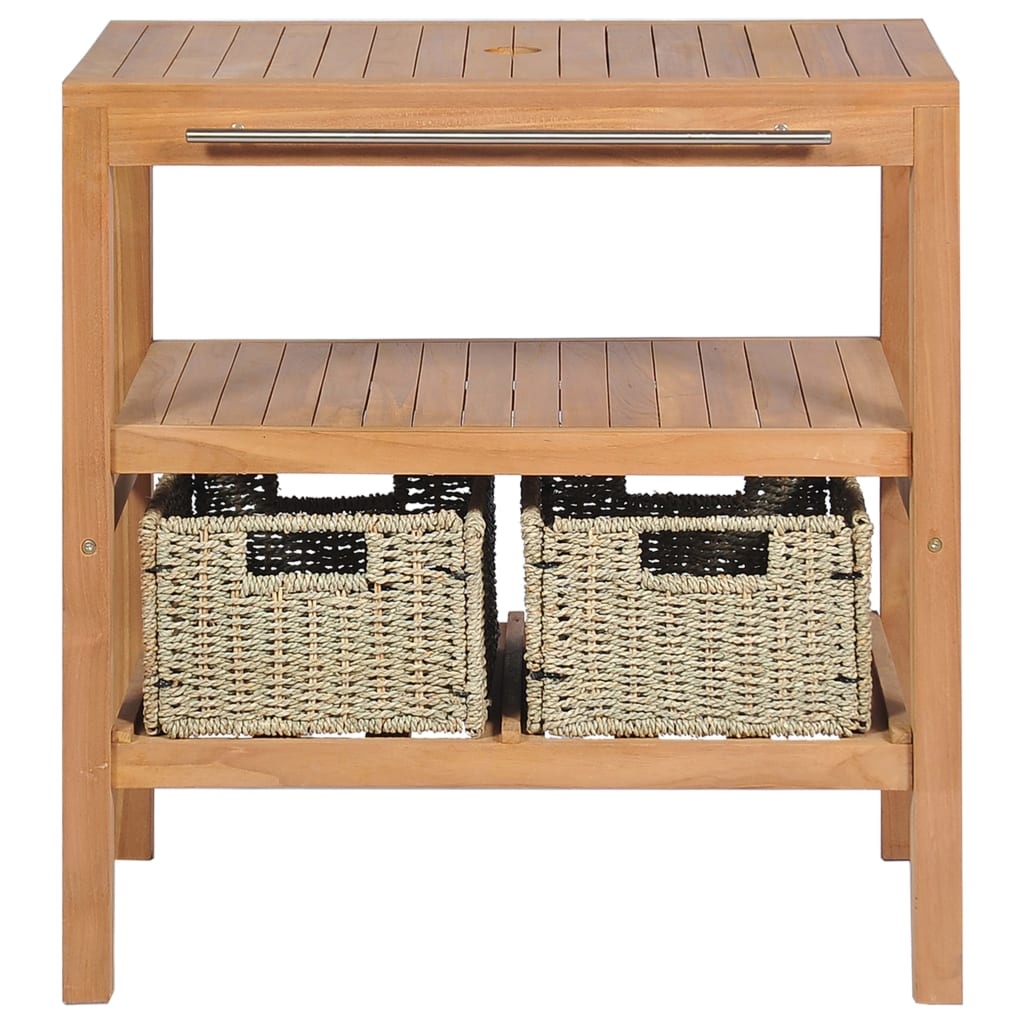 Wastafelkast Teakhout + Manden - 74x45x75cm - 35% Korting!