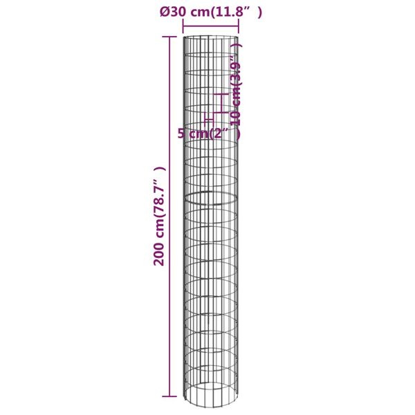 vidaXL Gabion Paal Ø30x200cm - Gegalvaniseerd - 35% Korting!