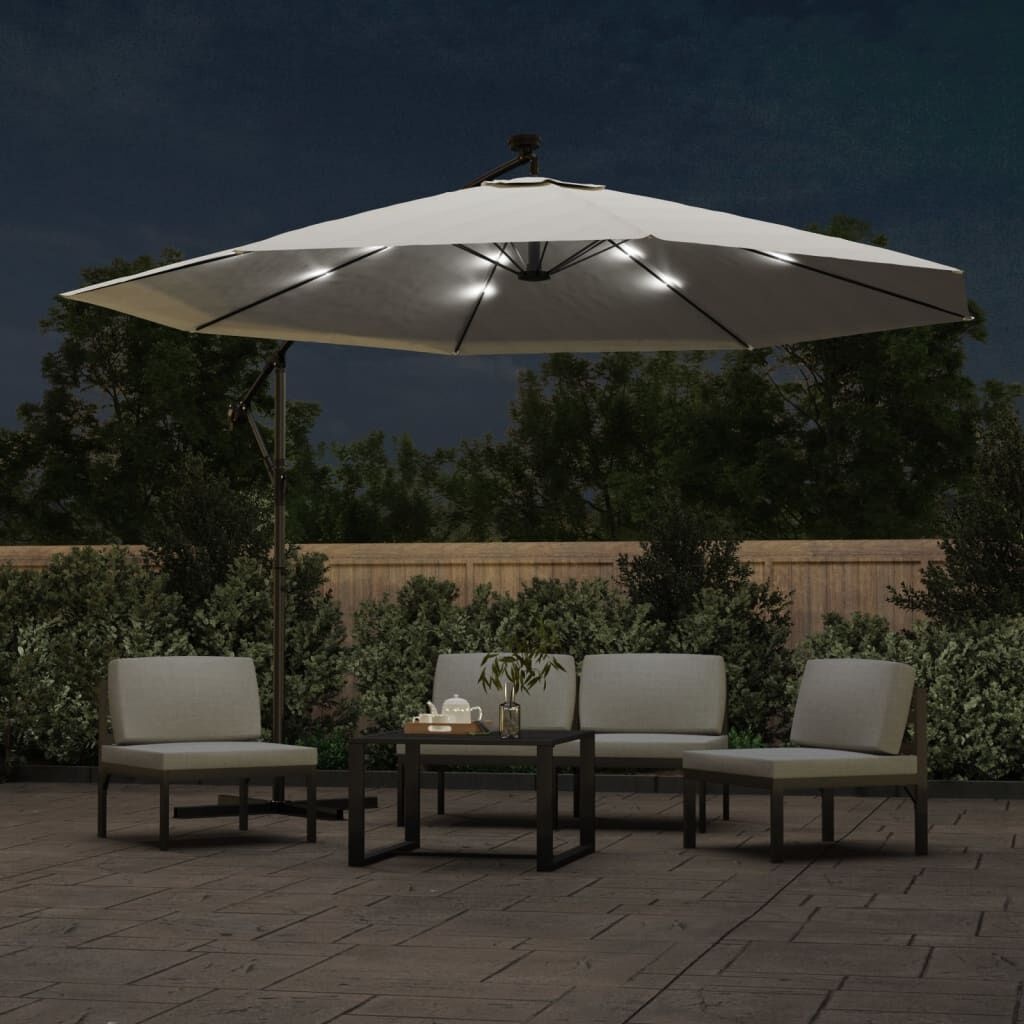 vidaXL Zweefparasol LED 350cm Zand - 35% Korting!