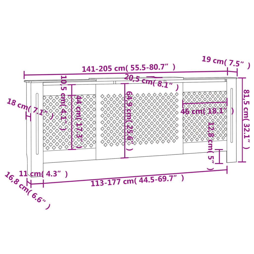 vidaXL Radiatorombouw Zwart 205cm - 35% Korting! (Gemonteerd)
