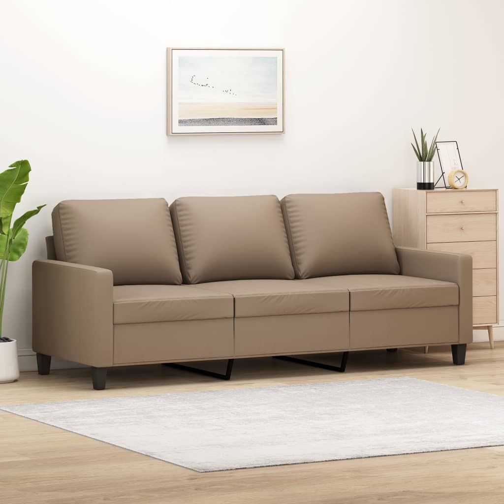 vidaXL 3-Zitsbank Cappuccino Kunstleer -35%! Zo Goed Als Nieuw
