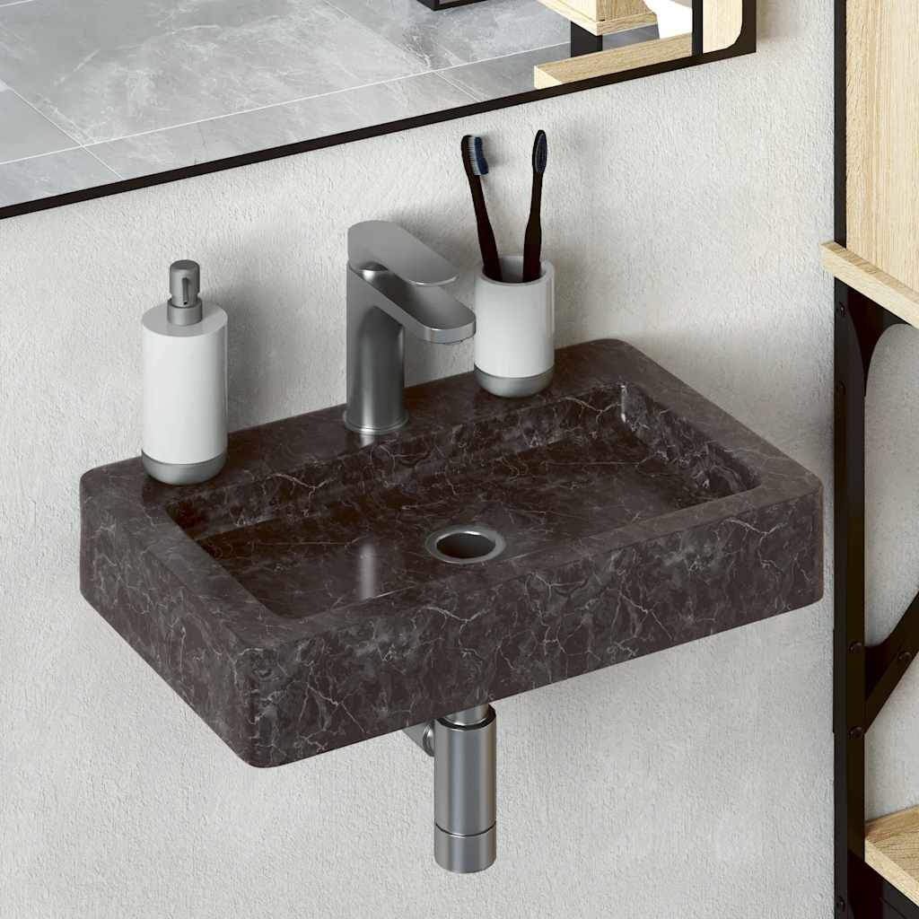 Wastafel Marmer Zwart 38cm - Wandmontage - 41% Korting!