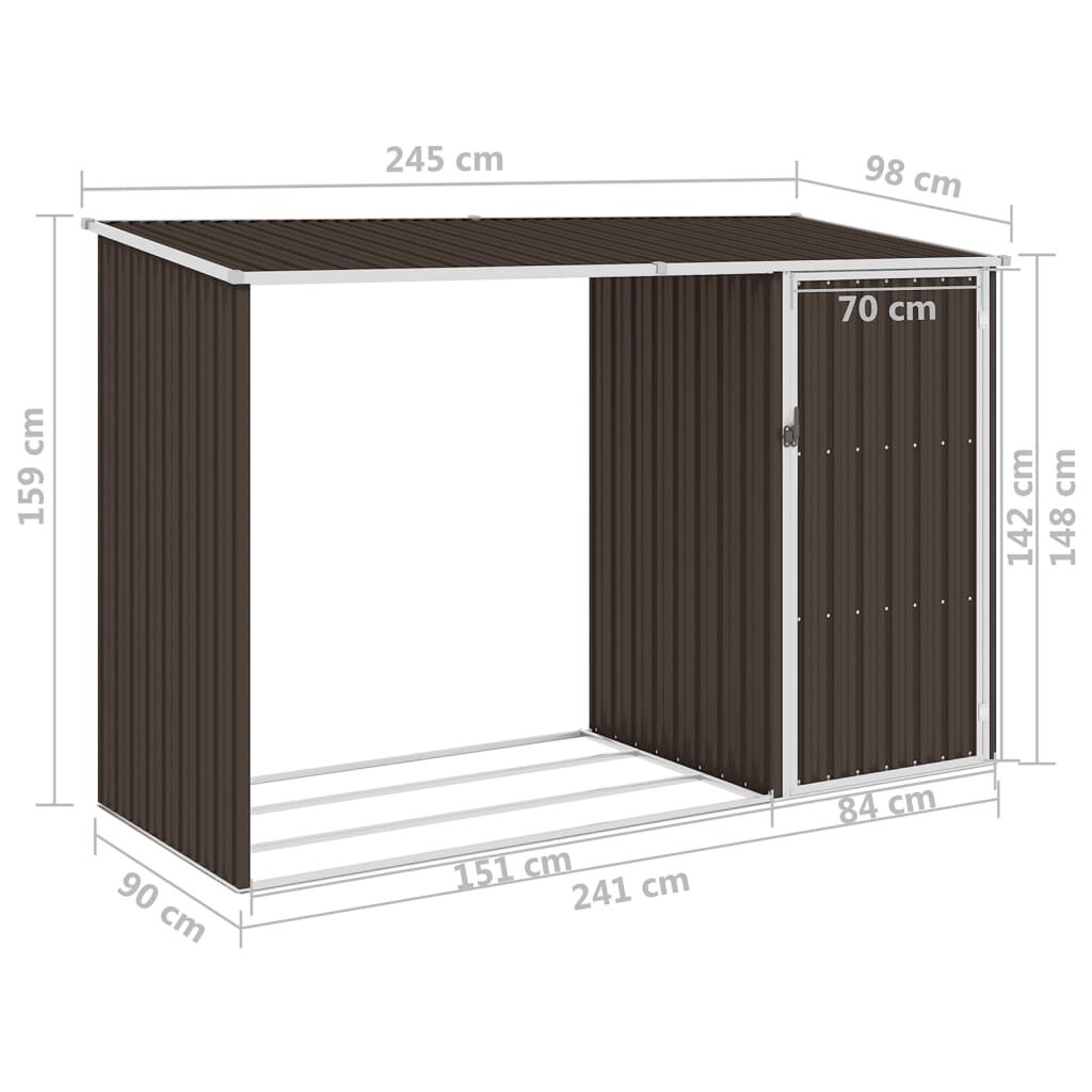 vidaXL Brandhoutschuur 245x98x159cm Bruin - 55% Korting!