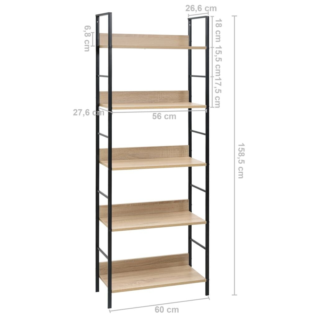 vidaXL Boekenkast Eiken - 5 Schappen - 35% Korting!