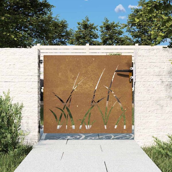 vidaXL Cortenstaal Poort Grasdesign 85x75cm - 35% Korting!