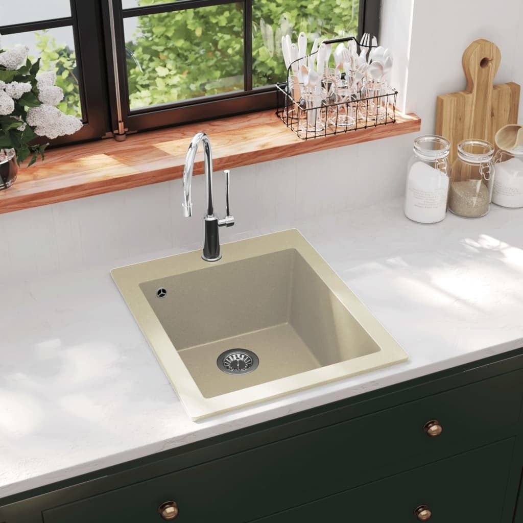 vidaXL Granieten Gootsteen Beige - 35% Korting!