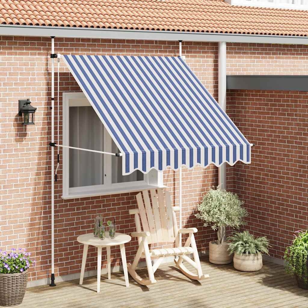 Luifel 200cm Blauw/Wit - ZONDER DOEK - 60% Korting!