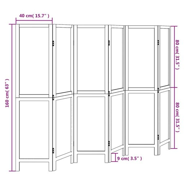 Kamerscherm 6 Panelen Donkerbruin - 35% Korting! (Retour)