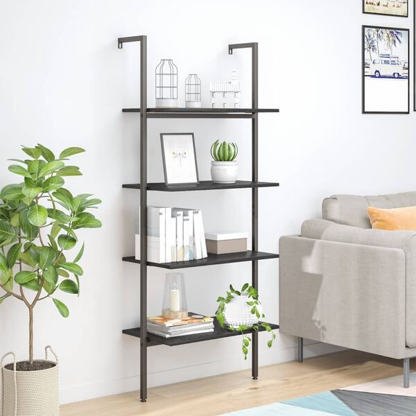 vidaXL Ladderrek Zwart - 4 Schappen - 35% Korting!