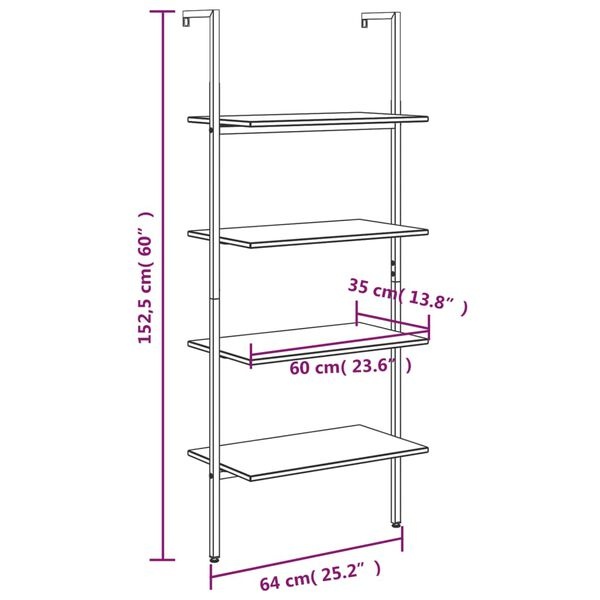 vidaXL Ladderrek Zwart - 4 Schappen - 35% Korting!