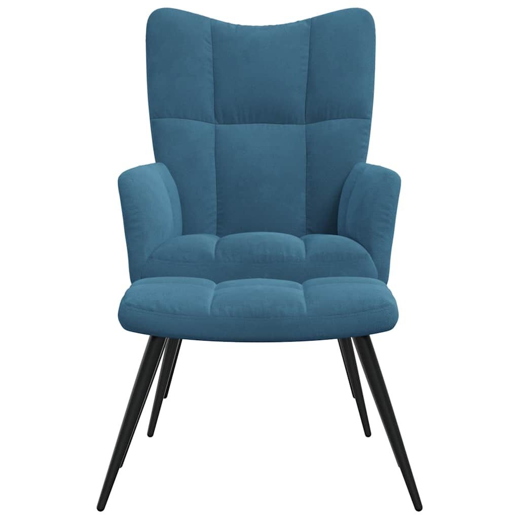 VidaXL Relaxstoel + Voetenbank Blauw Fluweel -35% Korting!