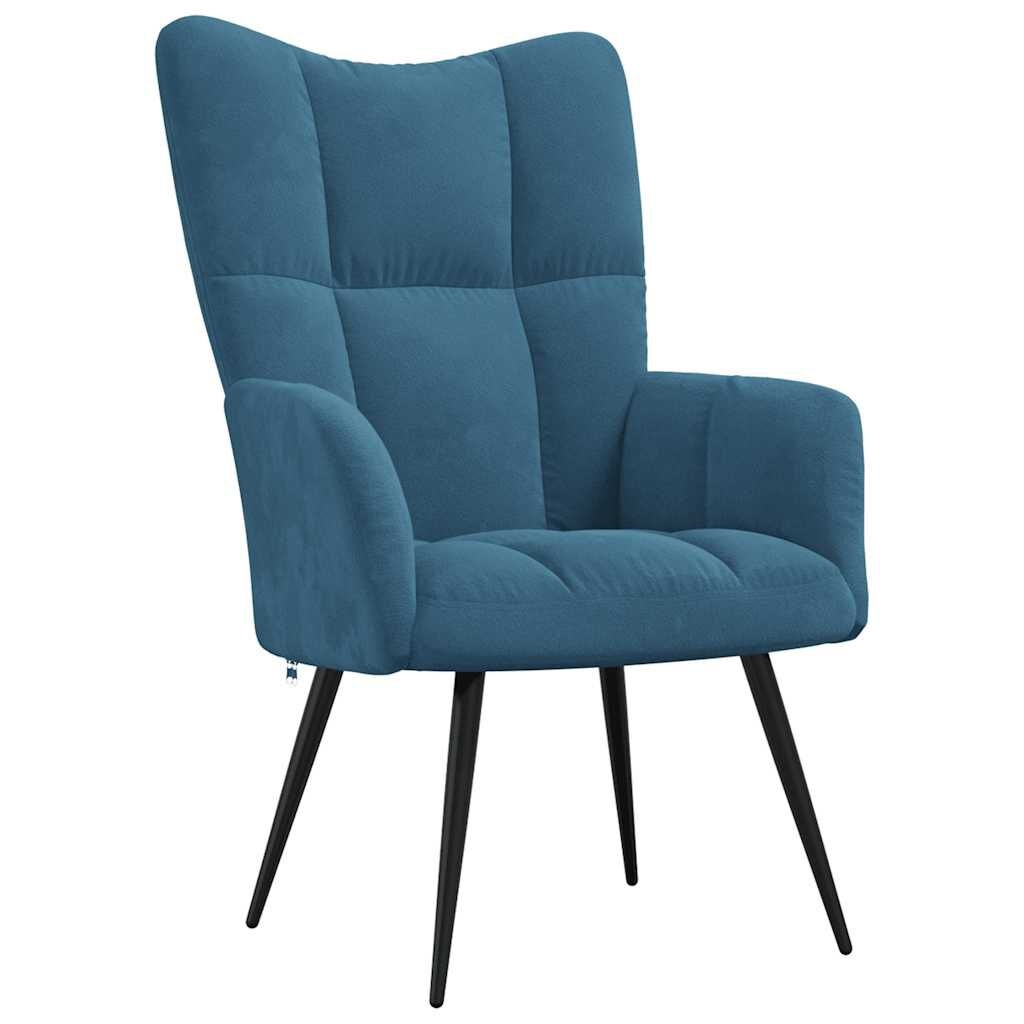 VidaXL Relaxstoel + Voetenbank Blauw Fluweel -35% Korting!