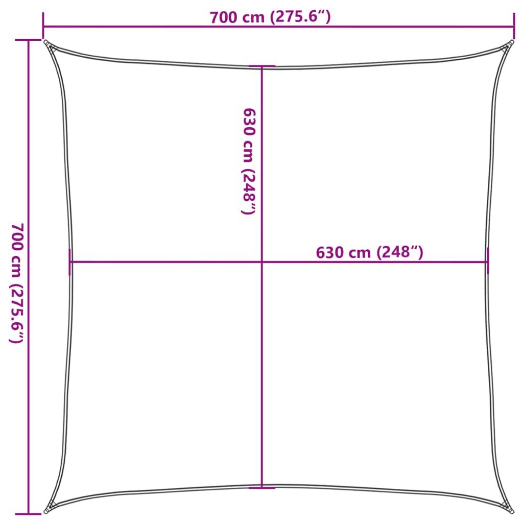 Zonnezeil 7x7m Rood HDPE - 35% Korting! Zo Goed Als Nieuw!