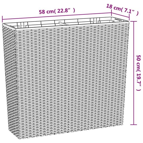 Plantenbak Rattan-look Antraciet 58cm - 35% Korting!