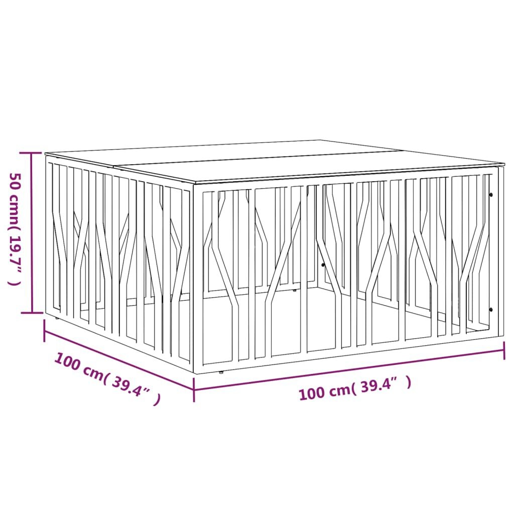 Salontafel RVS & Glas 100x100cm - Zilver - 42% Korting!