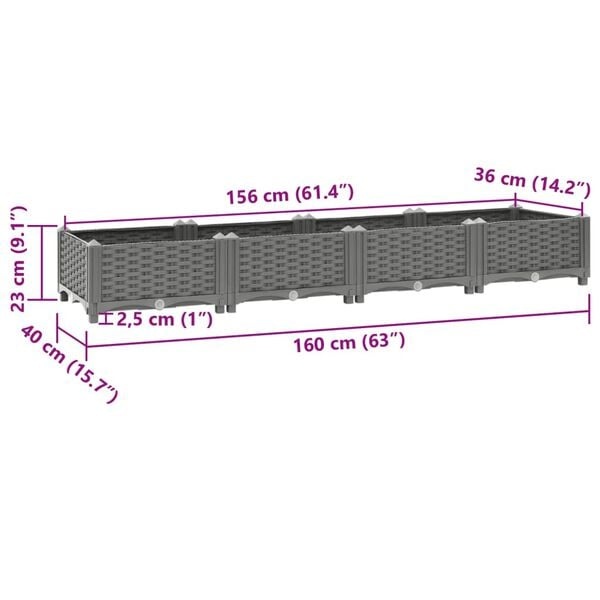 vidaXL Verhoogde Plantenbak 160cm - Lichtgrijs - 35% Korting!