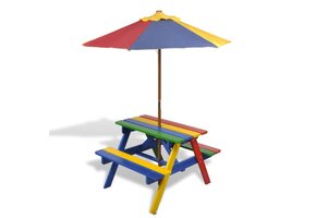 VidaXL Kinderpicknicktafel met Parasol - 60% Korting!