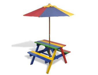VidaXL Kinderpicknicktafel met Parasol - 60% Korting!