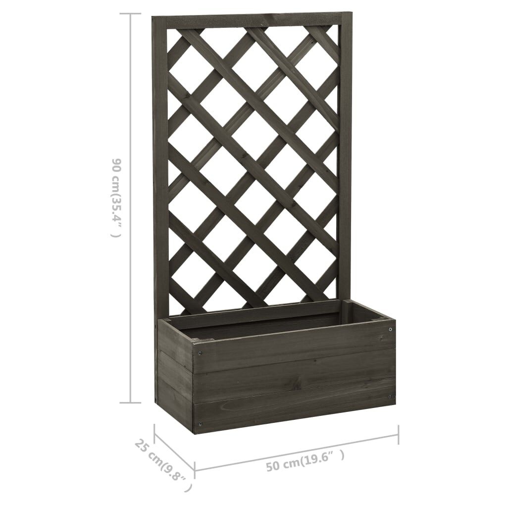 VidaXL Plantenbak met Latwerk Grijs 50x25x90cm - 35% Korting!