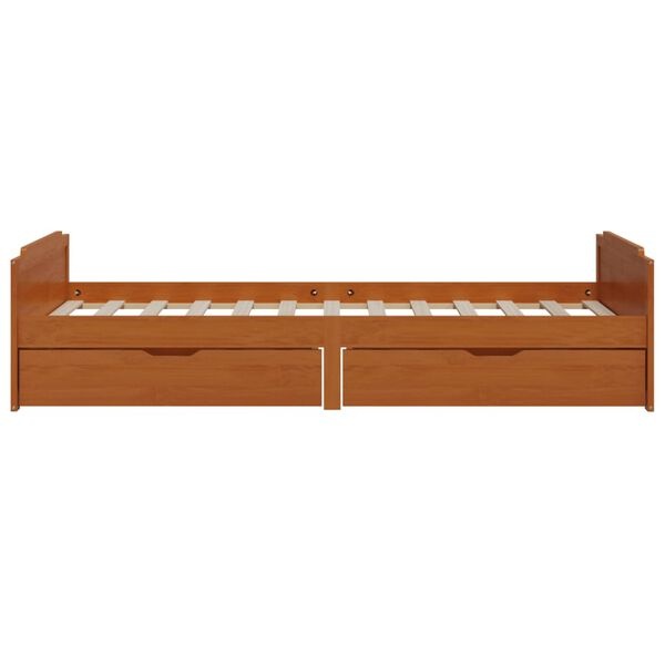 Bedframe 90x200 Honingbruin - Grenenhout + Lades - 35% Korting!