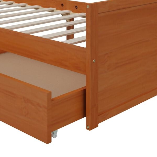 Bedframe 90x200 Honingbruin - Grenenhout + Lades - 35% Korting!