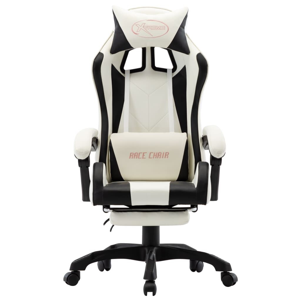 Racestoel m. Voetensteun Zwart/Wit - 35% Korting!