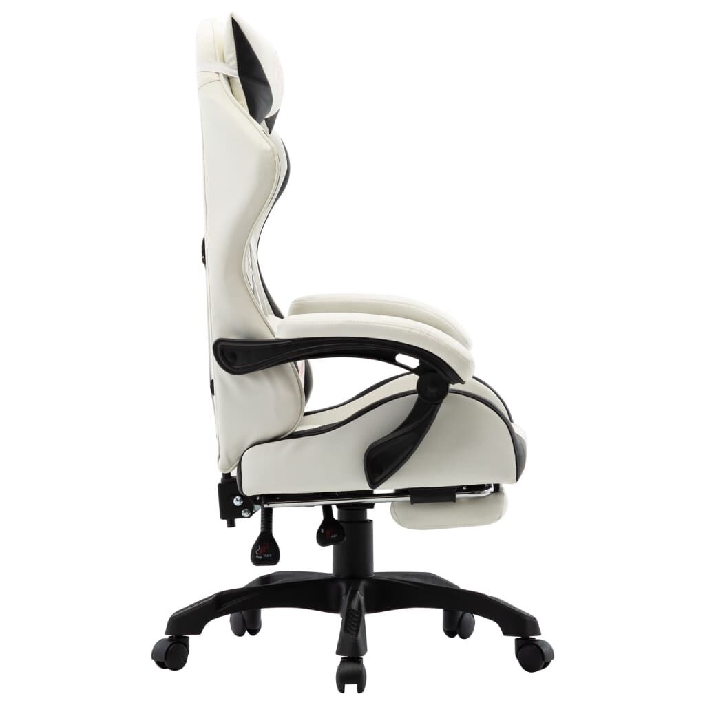 Racestoel m. Voetensteun Zwart/Wit - 35% Korting!