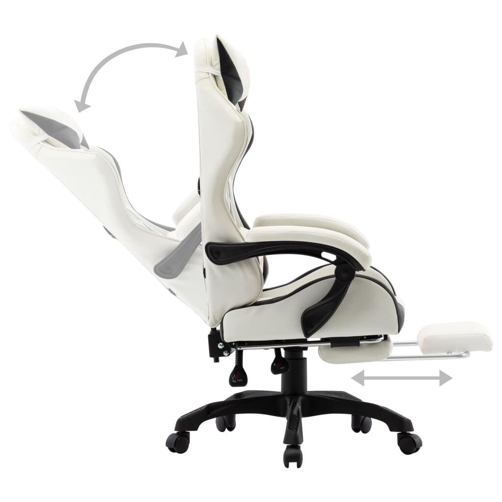 Racestoel m. Voetensteun Zwart/Wit - 35% Korting!