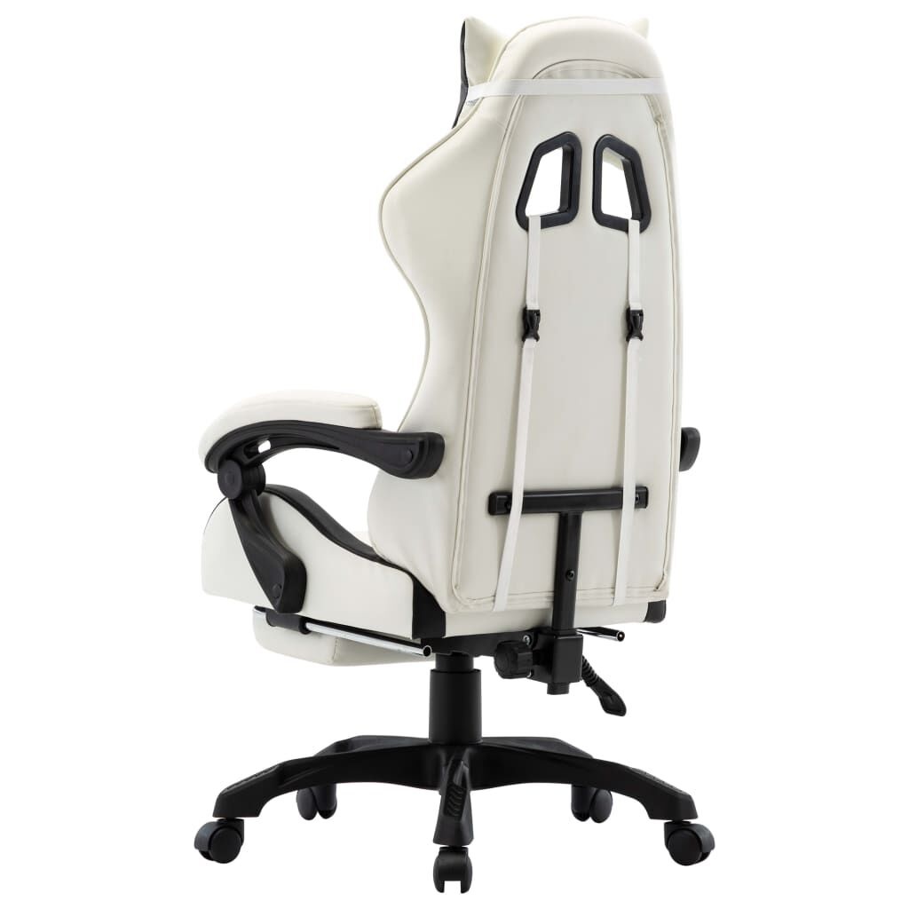 Racestoel m. Voetensteun Zwart/Wit - 35% Korting!