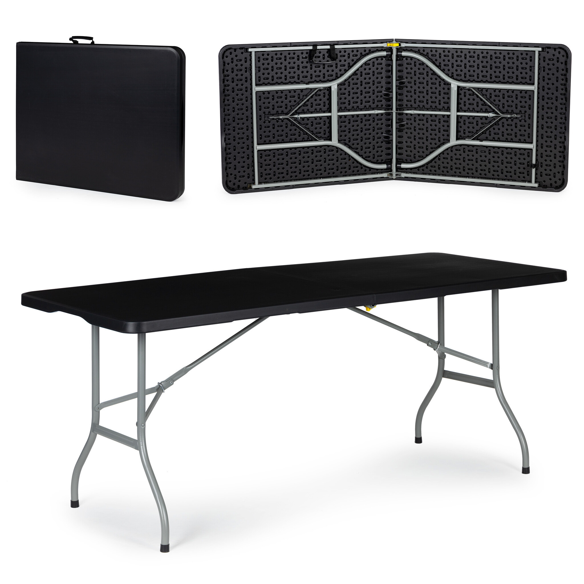 Klaptafel Camping Zwart 153cm - 45% Korting! (Doos Beschadigd)
