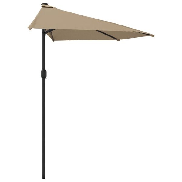 vidaXL Balkonparasol half met aluminium paal 270x144 cm taupe