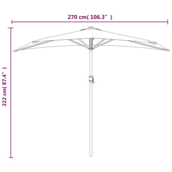 vidaXL Balkonparasol half met aluminium paal 270x144 cm taupe