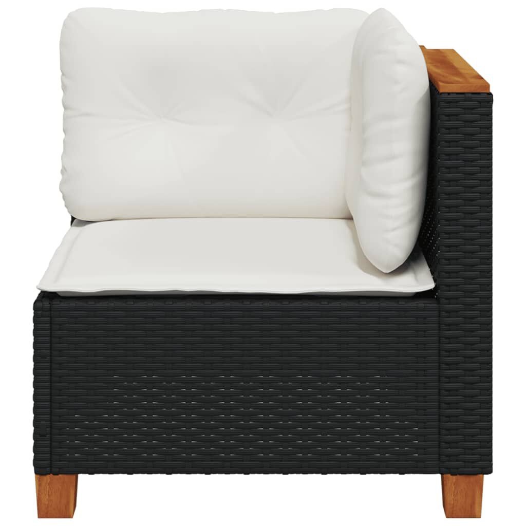 Tuinhoekbank Poly Rattan Zwart met Kussens - 41% Korting!