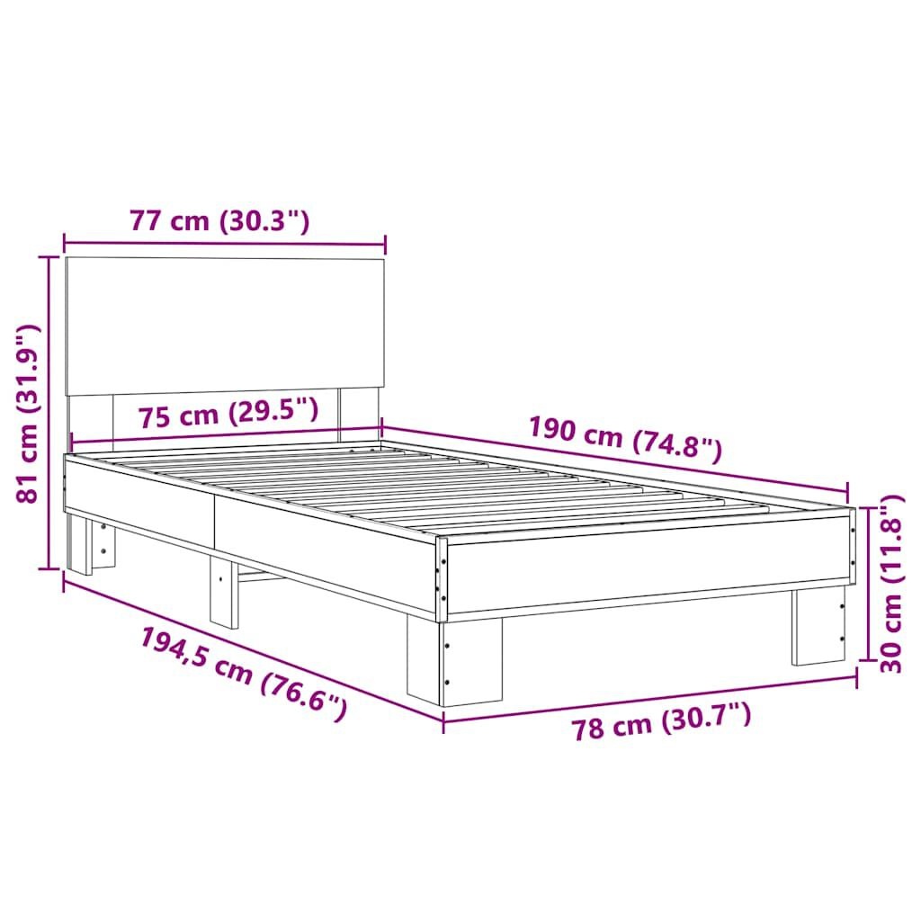 Bedframe Sonoma Eiken 75x190cm - 42% Korting!