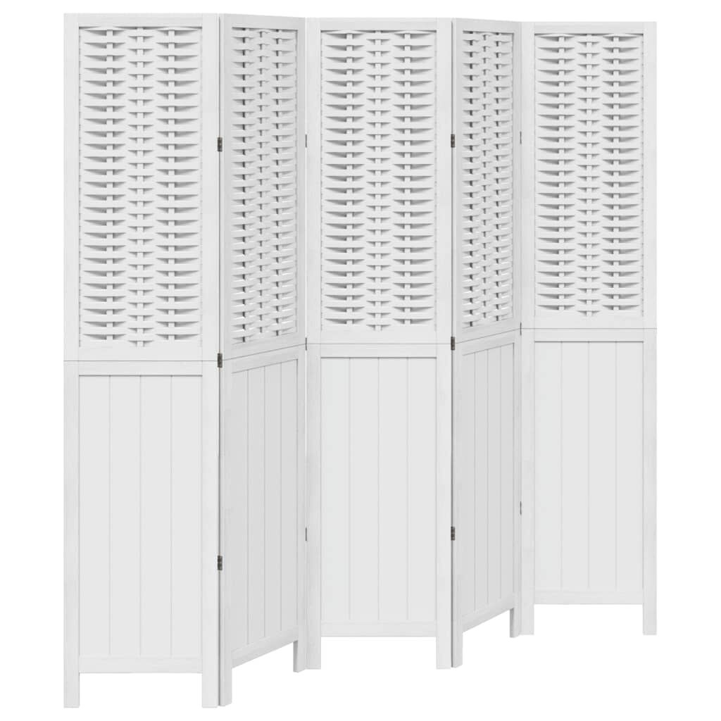 Kamerscherm 5 Panelen Wit Paulownia - Beschadigd - 35% Korting!