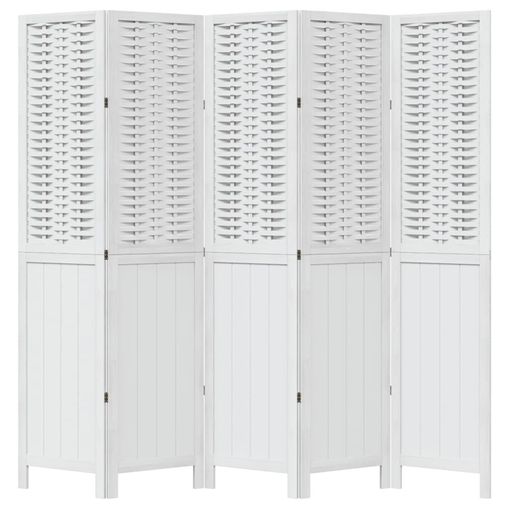 Kamerscherm 5 Panelen Wit Paulownia - Beschadigd - 35% Korting!