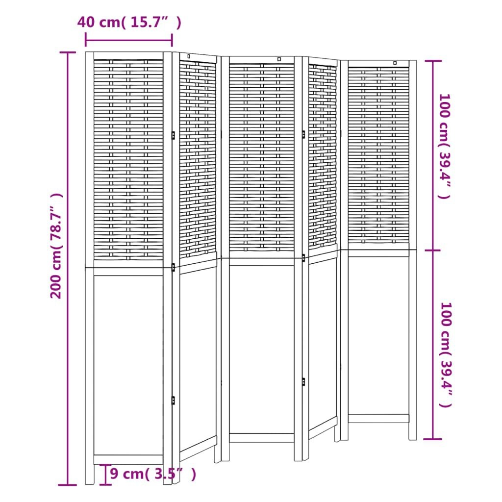 Kamerscherm 5 Panelen Wit Paulownia - Beschadigd - 35% Korting!