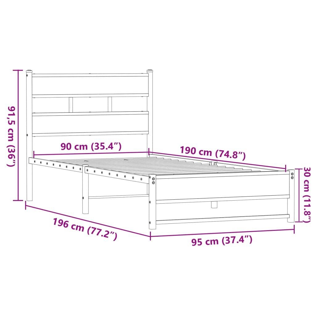 vidaXL Bedframe 90x190cm Bruin Eiken -35%! (Montageset Ongecontroleerd)