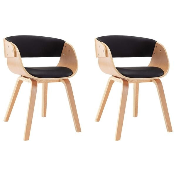 VidaXL Eetkamerstoelen (2 st) - Gebogen Hout/Kunstleer - 42% Korting!