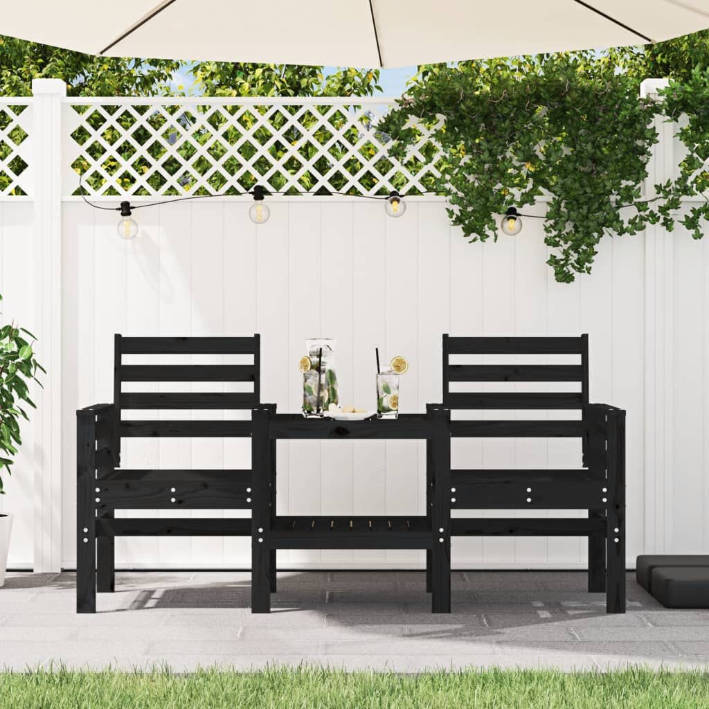 VidaXL Tuinbank met Tafel Zwart - 60% Korting!