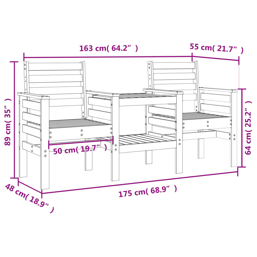 VidaXL Tuinbank met Tafel Zwart - 60% Korting!