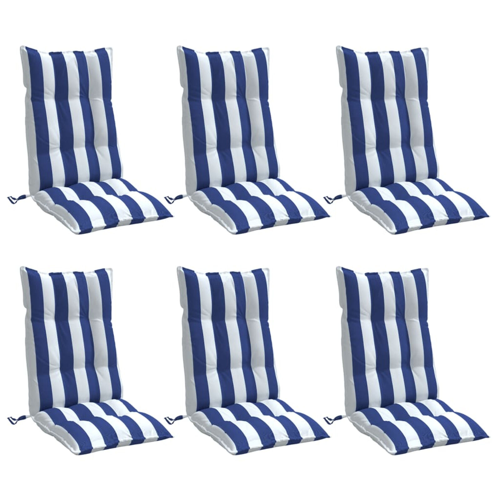Stoelkussens Hoge Rug 6x Wit/Blauw -35% Korting! (Lichte Schade)