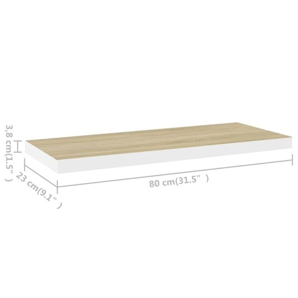 Zwevend Wandschap Eiken/Wit 80cm - 42% Korting!