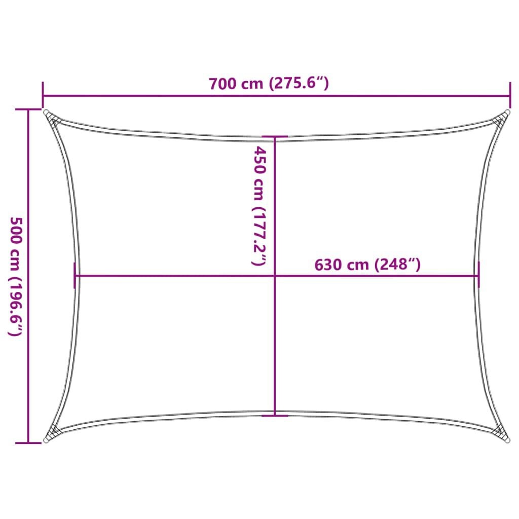 Zonnezeil Rechthoek 5x7m Lichtgrijs -35% Korting! Krasje