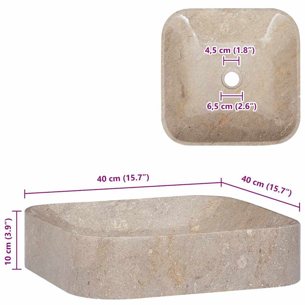 vidaXL Marmer Gootsteen 40x40 cm Grijs - Hoekschade - 64% Korting!
