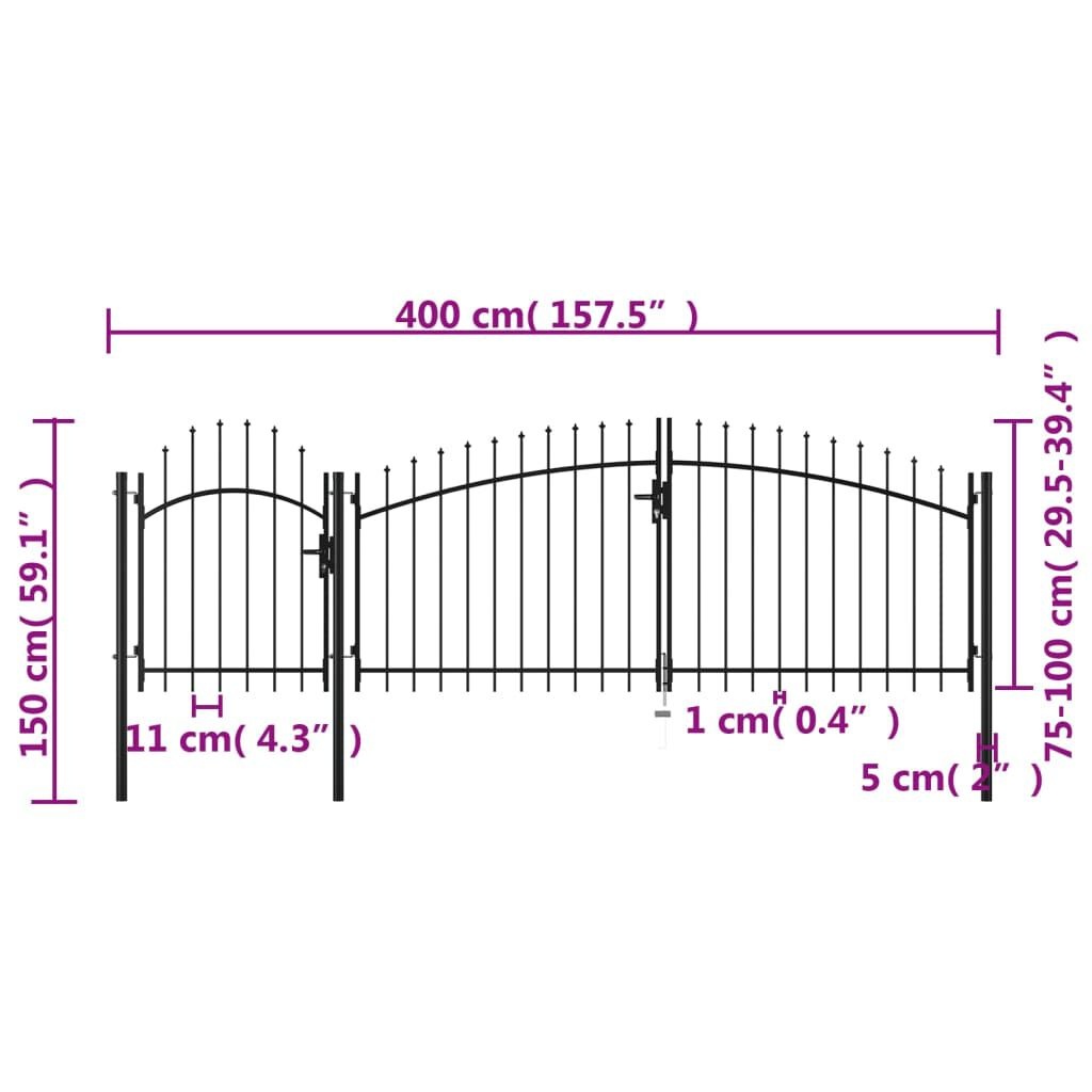 Stalen Tuinpoort 1,5x4m Zwart - 35% Korting! (Retour)